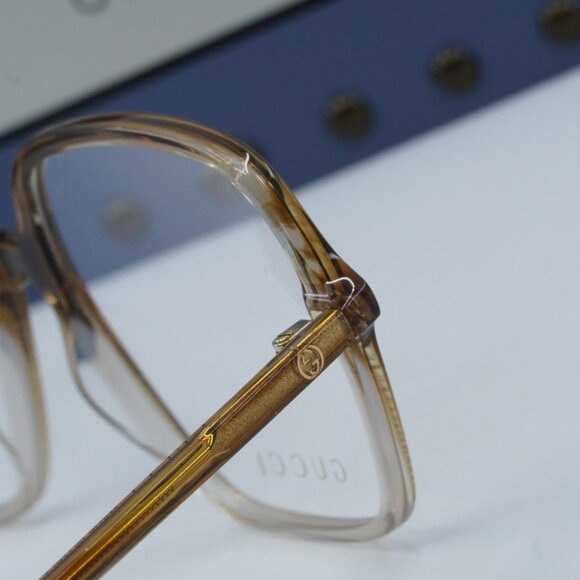 Gucci GG1003O 003 Square Eyeglasses – Striped Brown Crystal Fade 53mm - Picture 7 of 10